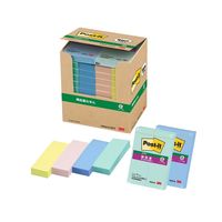 スリーエム(3M) ポストイット ふせん 付箋 再生紙 75mm×25mm パステルカラー4色 1箱（40冊入） 5002-K-SP17