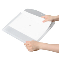 プラス　シンプルワーク　ポケット付エンベロープ　A4ヨコ　マチ付　クリア　透明　3枚入　ファイル　88574