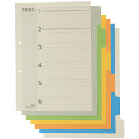 アスクル　カラーインデックス　A4タテ　インデックスシート　2穴　6山　300組（10組入×30袋）  オリジナル