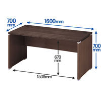 【組立設置込】ARAN WORLD EIDOS エイドス 平机 引出し無し ダークブラウン 幅1600×奥行700×高さ700mm 1台（2梱包）