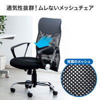 サンワサプライ ローバックネットチェア オフィスチェア 肘付 ブラック SNC-AS2BK 1脚 メッシュチェア 脚幅600mm 事務椅子（直送品）