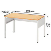 サリダＬＦデスク　平机　引出なし　ナチュラル　幅１２００Ｘ奥行７００Ｘ高さ７２０ｍｍ　１台（２梱包）
