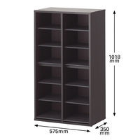 アスプルンド 樹脂棚板シューズラック 12足用 ダークブラウン  幅575×奥行350×高さ1018mm 1台(2梱包) 靴箱 2列 収納