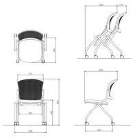 TOKIO メッシュネスティングチェア レッド 1脚 幅578mm ミーティングチェア キャスター付き 平行スタッキング