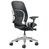 Steelcase　リープチェア肘付き　アルミポリシュ革張り/ブラック　（直送品）