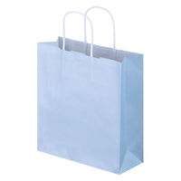 手提げ紙袋　丸紐　パステルカラー　水色　S　1袋（50枚入）　スーパーバッグ  オリジナル