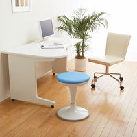 オカムラ 患者用スツール ホワイトシェル 肘なし 背無 円盤脚 座面回転 ライトブルー L891NA-PB21（直送品）