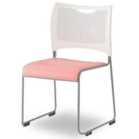 アイリスチトセ　樹脂メッシュスタッキングチェア　ホワイト/ピンク　4脚セット　（直送品）