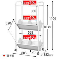 トヨダプロダクツ　ブックラックワゴン2段　天板付　BR-2ST　1台