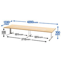【組立設置込】サンテック クリエイティブワークテーブル ナチュラル 幅4200×奥行1330×高さ700mm 1台（7梱包）