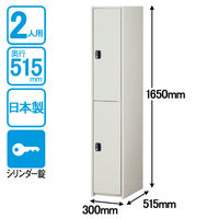 エムテックス ジョイントスチール組立式ロッカー シリンダー錠 1連2段2人用 ライトグレー 幅300×奥行515×高さ1650mm 1台
