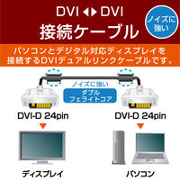 DVIケーブル DVI-D(24ピン・オス)ーDVI-D(24ピン・オス) 2m ブラック CAC-DVDL20BK エレコム 1本 (取寄品)