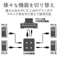 エレコム USB2.0手動切替器 4切替 USS2-W4 1個（直送品）