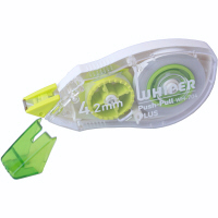 プラス　修正テープ　ホワイパープッシュプル　幅4.2mm×12m　グリーン　緑　WH-704　49961