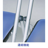 アイリスチトセ 水平スタッキング折りたたみイス 座パッド（座:ビニールレザー 水平スタッキング可能 横連結可能） ブルー 1脚（直送品）