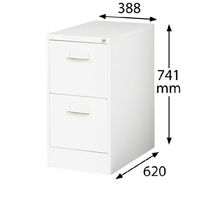 QUEST A4ファイリングキャビネット 2段 ホワイト 幅388×奥行620×高さ741mm 1台