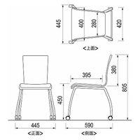 アール・エフ・ヤマカワ プライウッドキャスターチェア オレンジ 1脚  幅445mm キャスター付き スタッキング