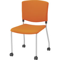 well-be  キャスター付チェア MC20 オレンジ 1箱（2脚入） 幅487mm スタッキング可能 ミーティングチェア 背座布張り コンパクト