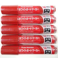 ぺんてる ホワイトボードマーカーノックル 太字平芯 赤 EMWL6W-B  1セット（5本）