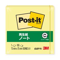 スリーエム(3M) ポストイット ふせん 付箋 再生紙 ノート 75mm×75mm イエロー 1冊 654RP-YN