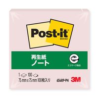 スリーエム(3M) ポストイット ふせん 付箋 再生紙 ノート 75mm×75mm ピンク 1冊 654RP-PN