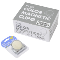 プラス カラーマグネットクリップ(大)ホワイト 80565 1箱(10個入)