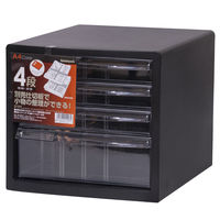ナカバヤシ　仕切り対応レターケース　A4　浅型3段、深型1段　黒　A4E‐S4B　1箱（6台入）