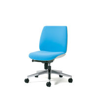 プラス　Uチェア　オフィスチェア　ローバック　ホワイトシェル（アルミ脚）　肘無し　スカイブルー　KC-UC54SEL　SB　1脚　（直送品）