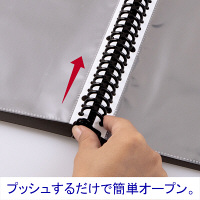 アスクル　クリアファイル　A4タテ　30穴　差し替え式　背幅32mm　クリアブラック　黒　ユーロスタイル  オリジナル