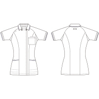 ルコックスポルティフ レディスジャケット（離れ衿） UQW1025 ホワイト×ネイビー（バニラ×ネイビーテープ）テープ M ナースジャケット 医療白衣 1枚