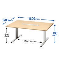 【組立設置込】サンテック クリエイティブワークテーブル ナチュラル 幅1800×奥行1200×高さ700mm 1台（3梱包）