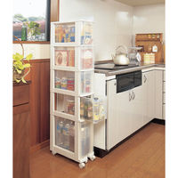 【引き出し収納】アイリスオーヤマ キッチンチェスト 幅20×奥行41×高さ128.6cm キャスター付 スリム ホワイト/クリア 041 １個