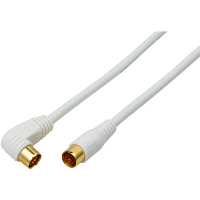 朝日電器（ELPA）　アンテナケーブル　3m　ホワイト　F型ワンタッチプラグ（ストレート型）-F型ワンタッチプラグ（L型）/4CFBタイプ　CA-412