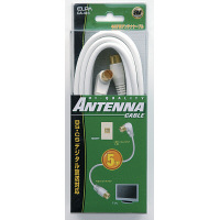 朝日電器（ELPA）　アンテナケーブル　5m　ホワイト　F型ワンタッチプラグ（ストレート型）-F型ワンタッチプラグ（L型）/4CFBタイプ　CA-413