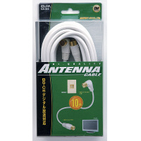朝日電器（ELPA）　アンテナケーブル　10m　ホワイト　F型ワンタッチプラグ（ストレート型）-F型ワンタッチプラグ（L型）/4CFBタイプ　CA-414