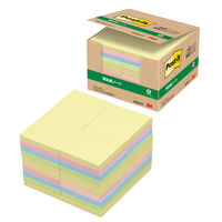 スリーエム(3M) ポストイット ふせん 付箋 再生紙 ノート 75mm×75mm パステルカラー4色 1箱（40冊入） 6544-K