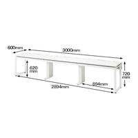 Ceha プレノデスクシステム フリーアドレスデスク 3連 引出し付き ホワイト天板/ホワイト脚 幅3000×奥行600×高さ720mm 1台 (12梱包)