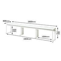 Ceha プレノデスクシステム フリーアドレスデスク 3連 引出し付き ホワイト天板/ホワイト脚 幅3600×奥行600×高さ720mm 1台 (12梱包)