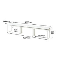 Ceha プレノデスクシステム フリーアドレスデスク 3連 引出し付き ホワイト天板/ホワイト脚 幅4200×奥行600×高さ720mm 1台 (12梱包)