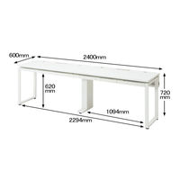 Ceha プレノデスクシステム フリーアドレスデスク 2連 引出し付き ホワイト天板/ホワイト脚 幅2400×奥行600×高さ720mm 1台 (8梱包)