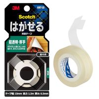 スリーエム(3M) スコッチ はがせる両面テープ 超透明・厚手 幅15mm×長さ1.5m 1巻 KRT-15