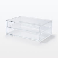 無印良品 重なるアクリルケース2段フタ付引出 大 約幅25.5×奥行17×高さ9.5cm 良品計画