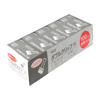 プラス ダブルクリップ 中 黒 CP-104-10PBK 1パック(100個入)（直送品）