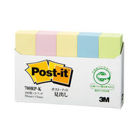 スリーエム(3M) ポストイット ふせん 付箋 再生紙 見出し 50mm×15mm パステルカラー4色 1パック(5冊入） 700RP-K