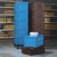 【アウトレット】アスクル「現場のチカラ」 軽量折りたたみコンテナ フタ無 40L オールブルー オリジナル