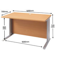 DESIGNA (デザイナ) デザイナライン 平机 ビーチ ストレート天板 幅1200×奥行700×高さ720mm 1台 (2梱包)（取寄品）