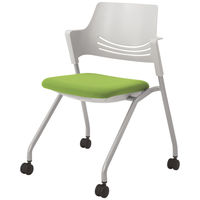 オカムラ VILLAGE VCC1ミーティングチェア グリーン 1箱（2脚入）スタッキング キャスター付き 幅560mm 座面高440mm