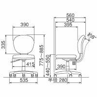 ナカバヤシ　PUレザーOAチェア　オフィスチェア　肘無し　ブラック　1脚　（取寄品）