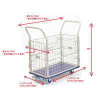 【台車】 金沢車輌 小型スチール網台車フットブレーキ付 NHT-107FB-LH 耐荷重150kg荷重ブレーキ付 1台