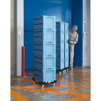 【折りたたみコンテナ】 三甲 「現場のチカラ」 サンクレットオリコン 50L ライトブルー 1個  オリジナル